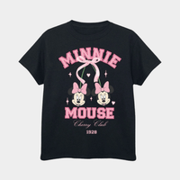 Girls' Disney Minnie Mouse "Cherry Club" Graphic T-Shirt | Pink & Black Retro Tee