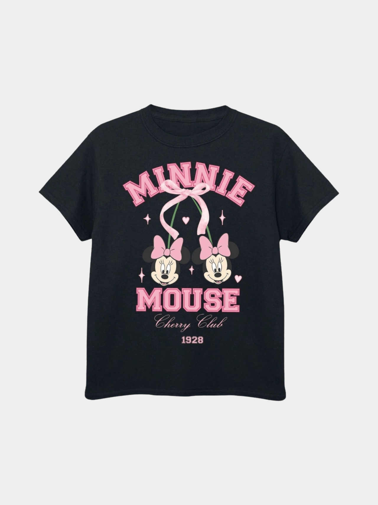 Girls' Disney Minnie Mouse "Cherry Club" Graphic T-Shirt | Pink & Black Retro Tee