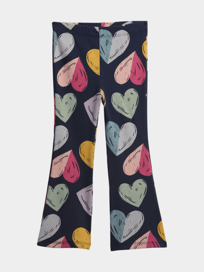 Girls' Heart Print Flared Leggings