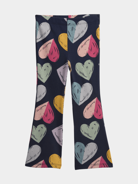 Girls' Heart Print Flared Leggings