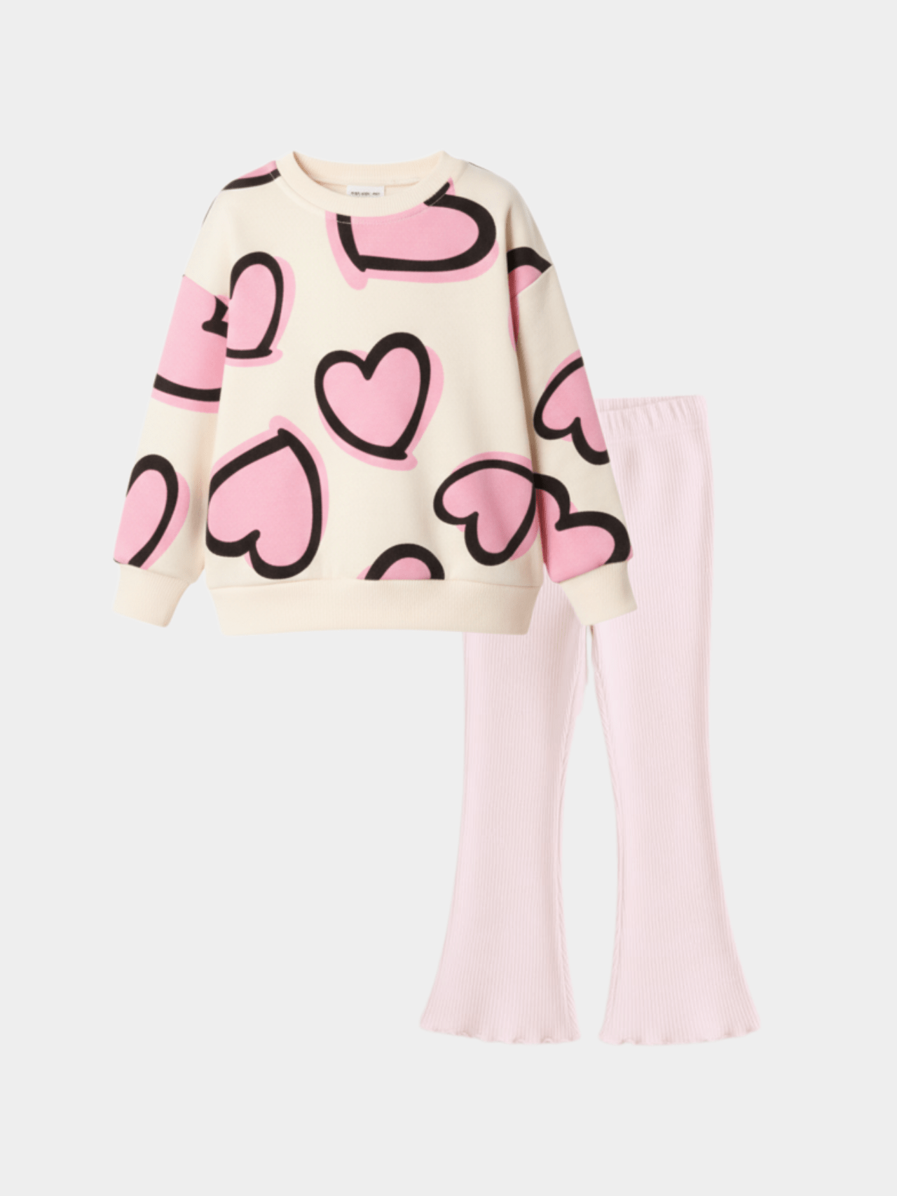 Girls' Heart Sweatshirt & Flared Pant Set