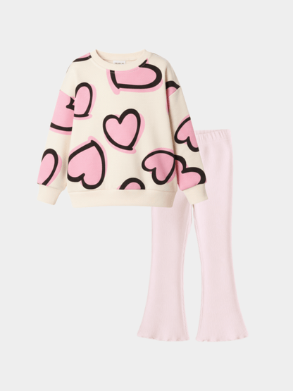 Girls' Heart Sweatshirt & Flared Pant Set