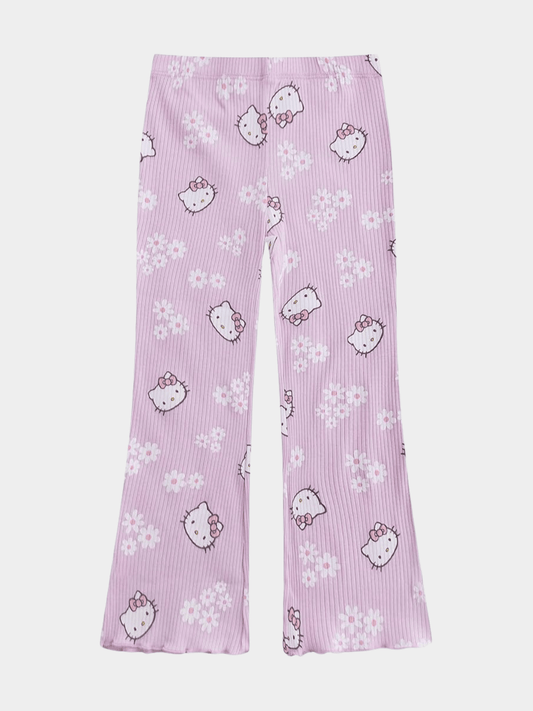 Girls' Hello Kitty & Floral Ribbed Flared Pants