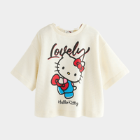 Girls' Hello Kitty "Lovely" Graphic T-Shirt | Cream Oversized Sanrio Tee