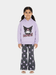 Girls' Kuromi Lavender Hoodie & Floral Print Flare Trousers 2 - Piece Set