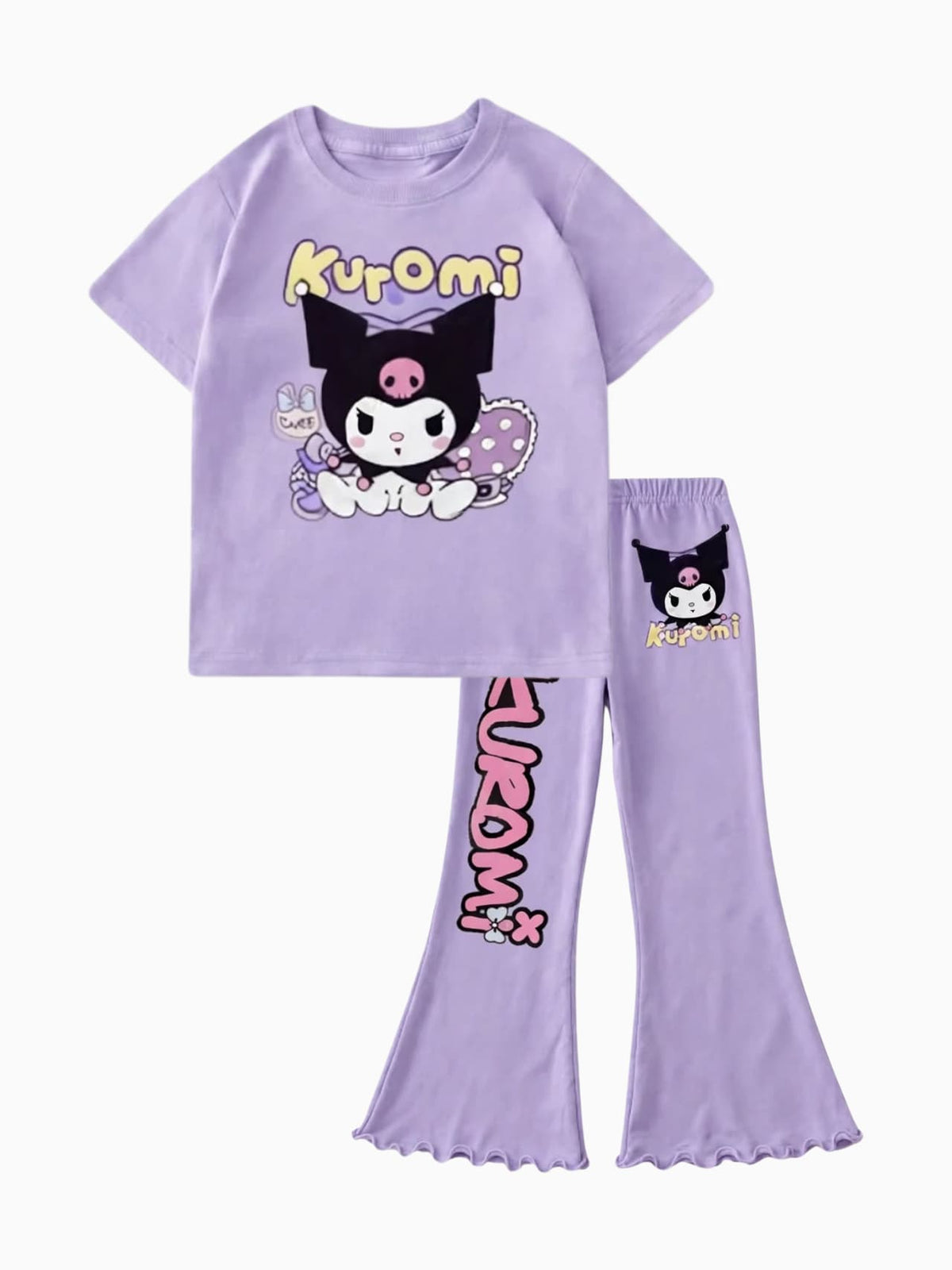 Girls Kuromi T-shirt & Flare Pant Set - Purple (4-12yrs)