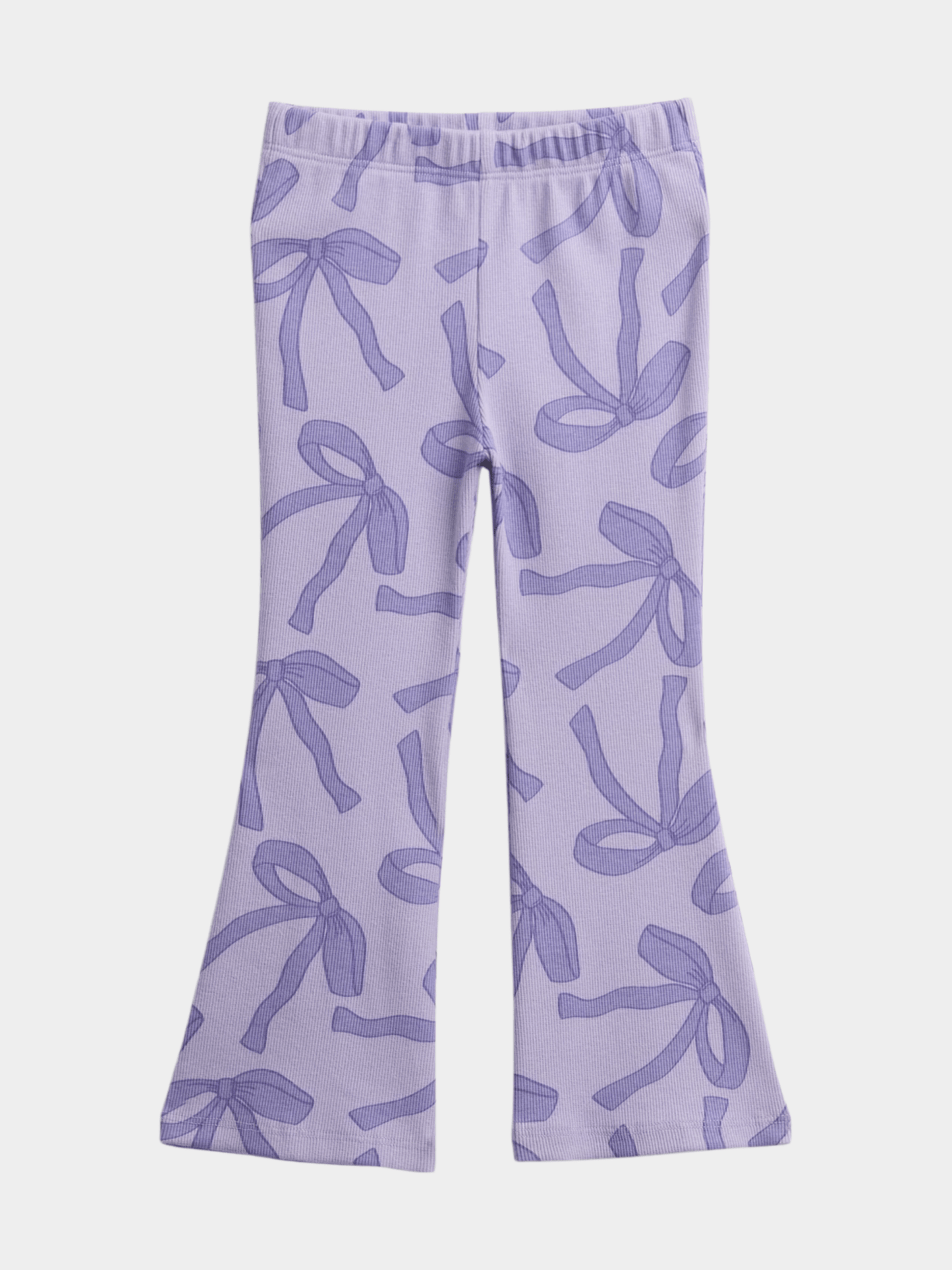 Girls' Lilac Bow Print Flared Leggings