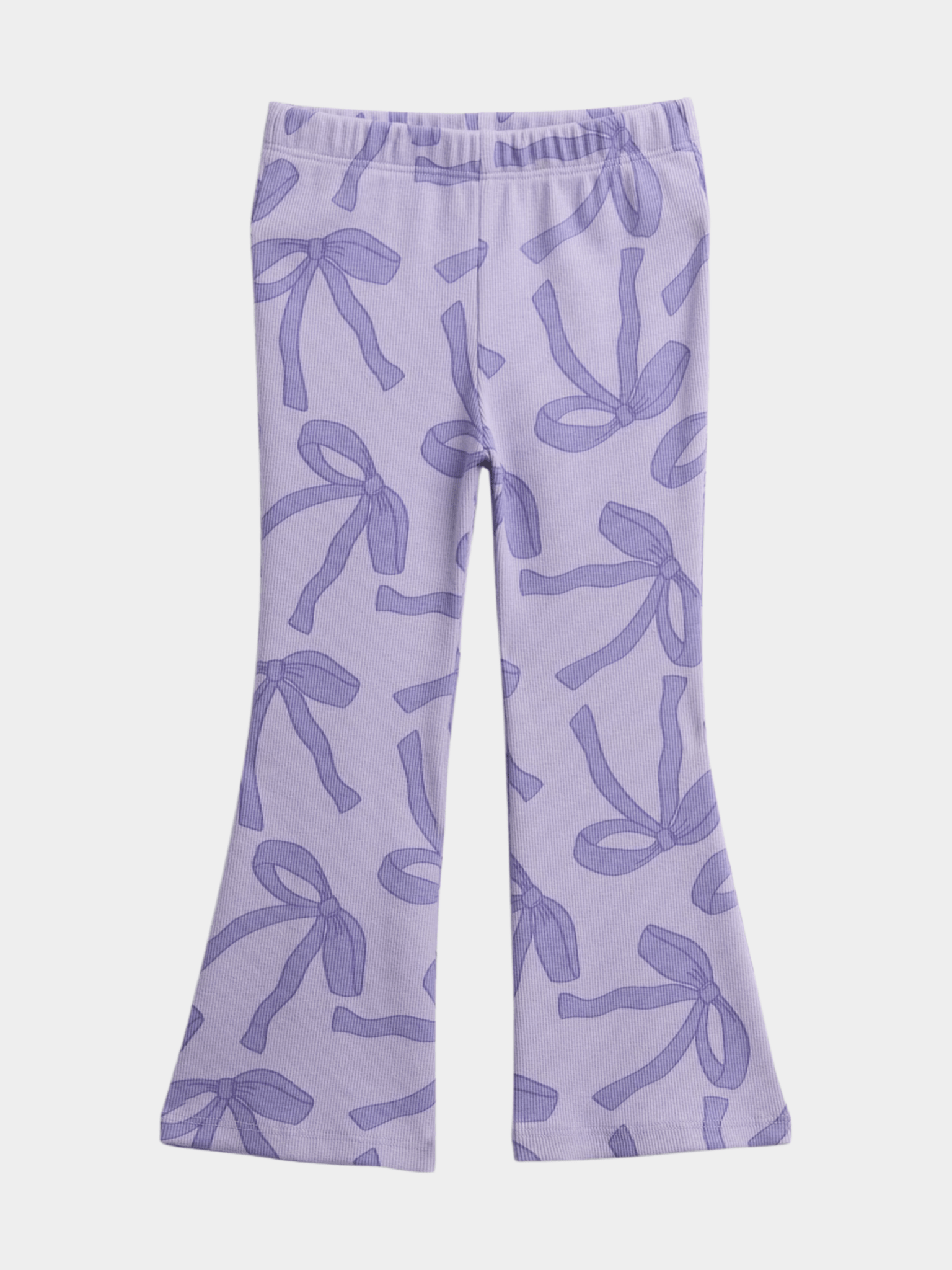 Girls' Lilac Bow Print Flared Leggings
