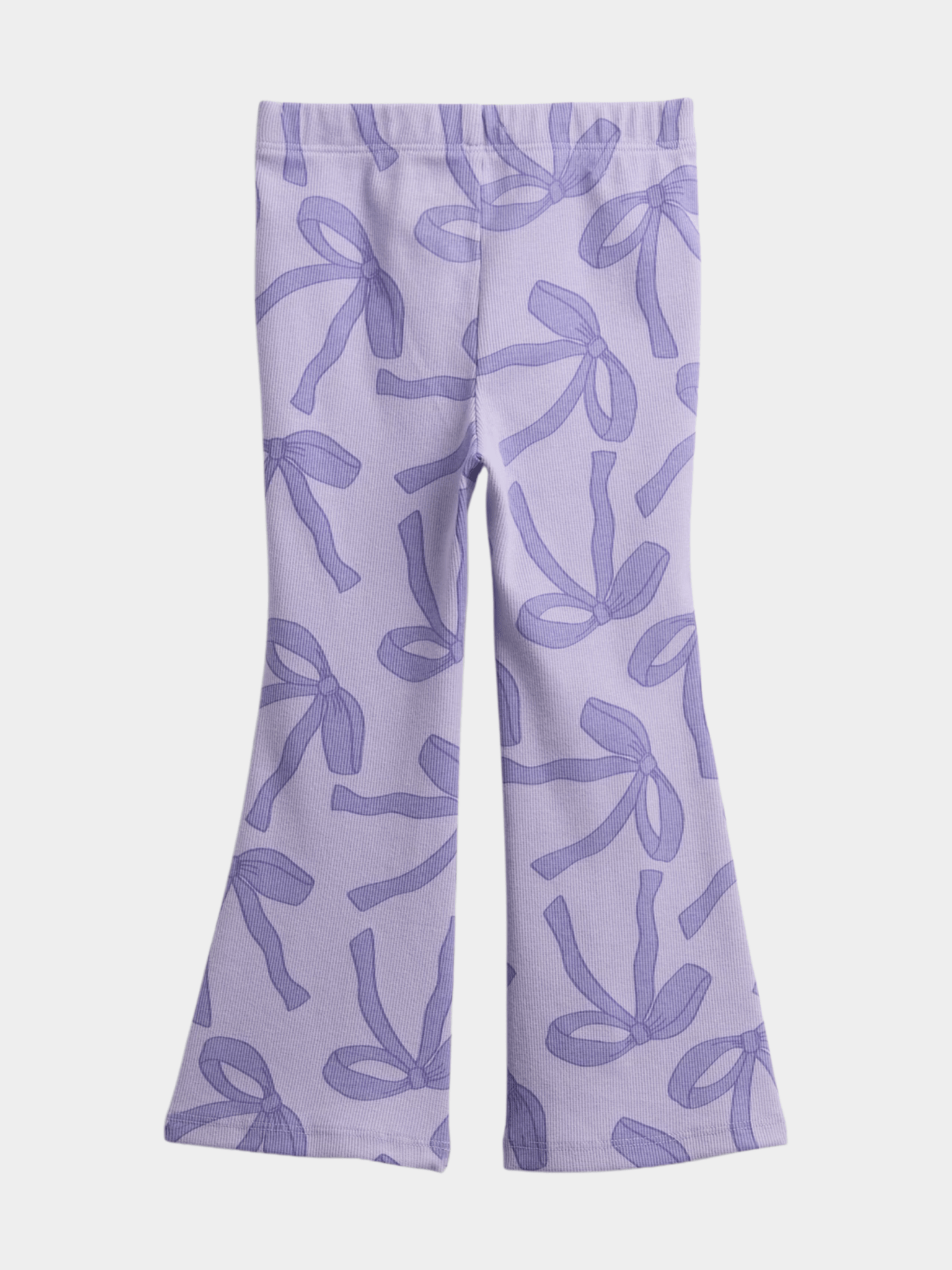 Girls' Lilac Bow Print Flared Leggings