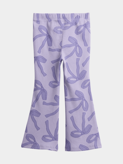Girls' Lilac Bow Print Flared Leggings