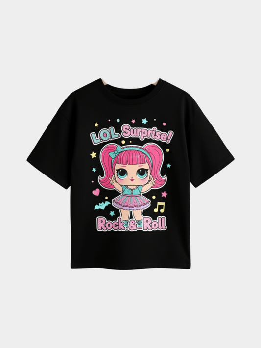 Girls' L.O.L. Surprise! Rock & Roll Graphic T-Shirt | Black Cotton Tee