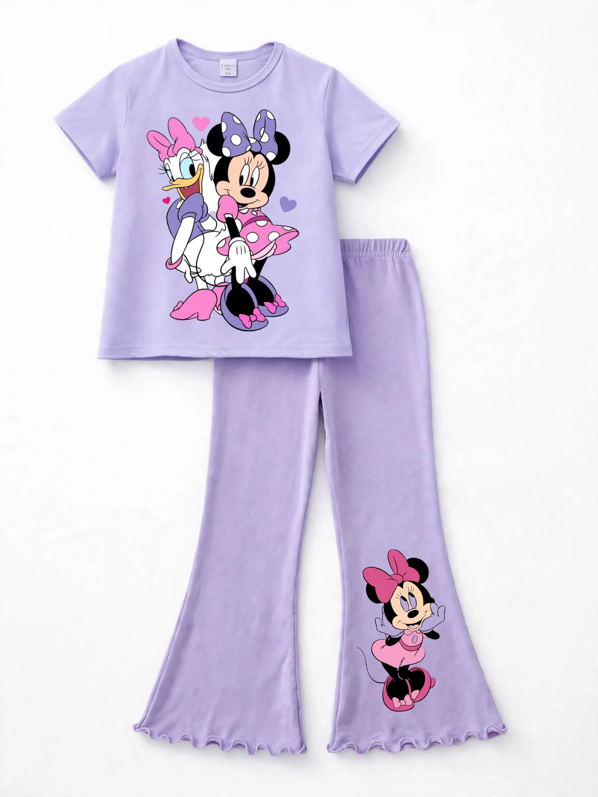 Girls Minnie & Daisy T-shirt & Flare Pant Set - Lavender (4-12yrs)