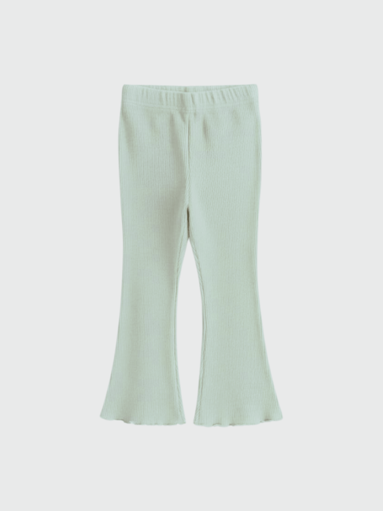 Girls Mint Green Ribbed Flared Leggings