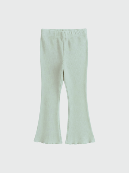 Girls Mint Green Ribbed Flared Leggings