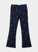 Girls' Navy Blue Cherry Print Ribbed Flared Pants