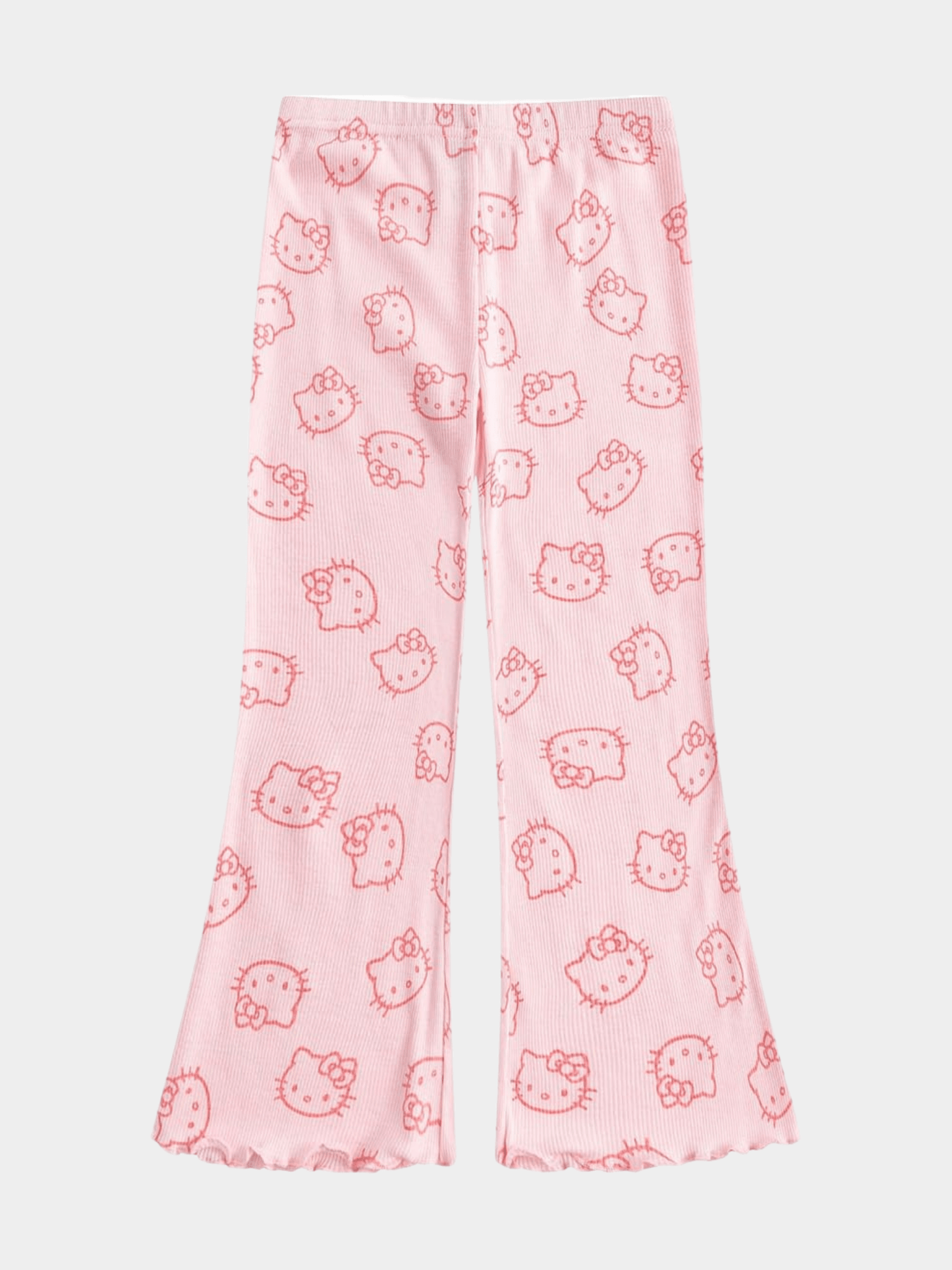 Girls' Pink Hello Kitty Ribbed Flared Pants
