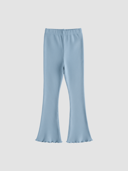 Girls' Sea Light Blue Ribbed Flare Pants