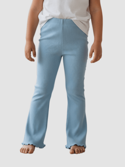 Girls' Sea Light Blue Ribbed Flare Pants