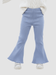 Girls' Sky Blue Ribbed Flare Pants