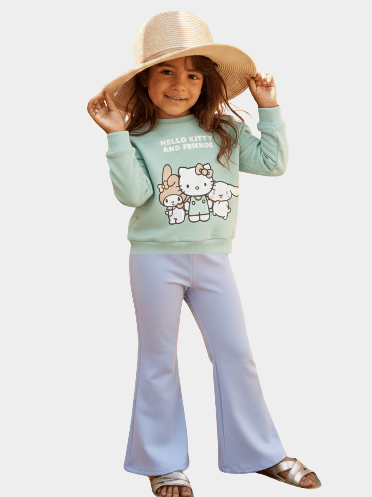 Girls' Stitch Sweatshirt & Flared Pant Set