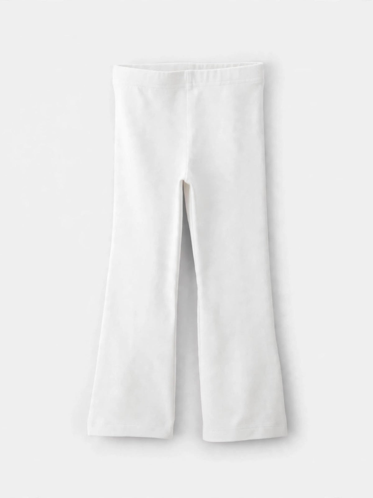 Girls white stretch flare pants with elastic waist