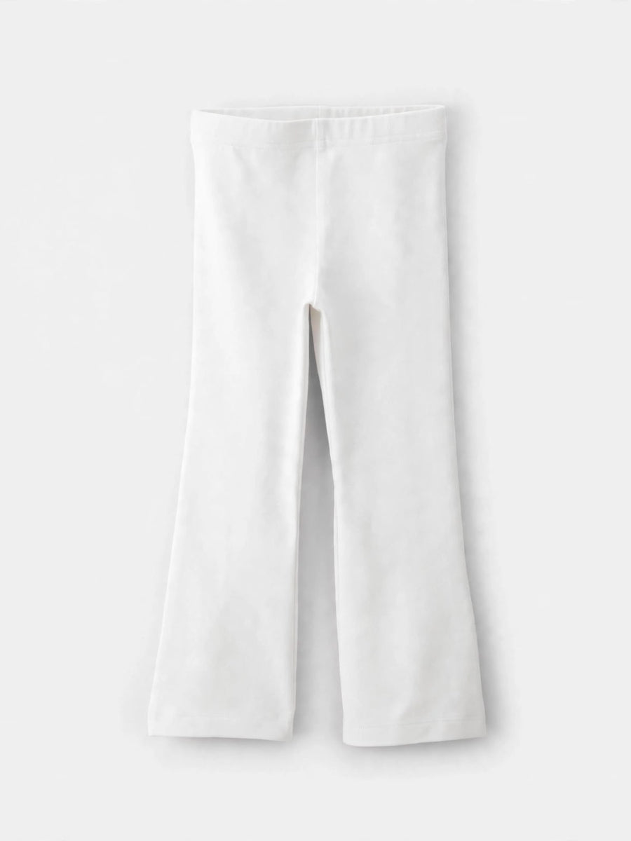 Girls white stretch flare pants with elastic waist