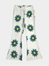 Girls' Teal Daisy Print Ribbed Flared Pants