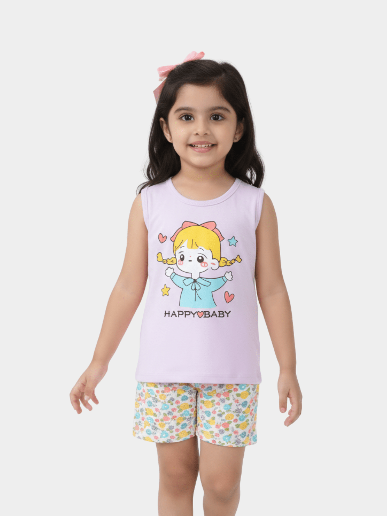 Happy Baby Printed T-shirt Set For Kids Girl (6mths - 6yrs)