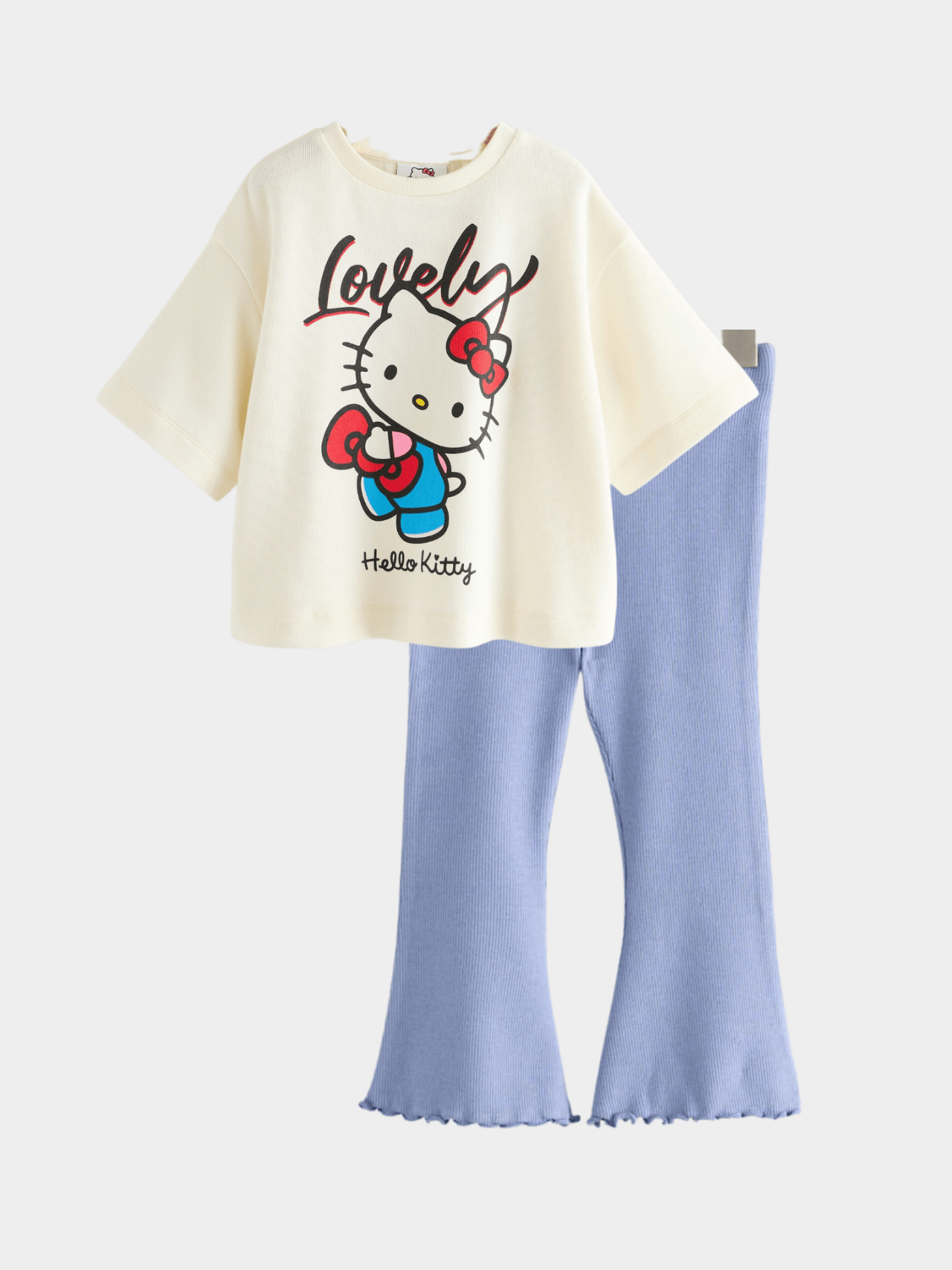 Hello Kitty T-Shirt & Red Ribbed Flared Long Pants Set