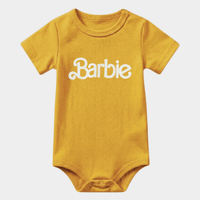 Iconic "Barbie" Logo Baby Bodysuit – Mustard Yellow