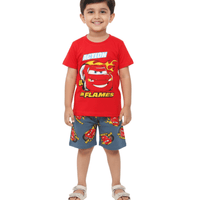 Kids 2pcs Car Printed Red Set