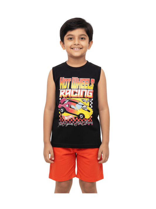 Kids 2pcs Car Printed T-shirt & Shorts Set