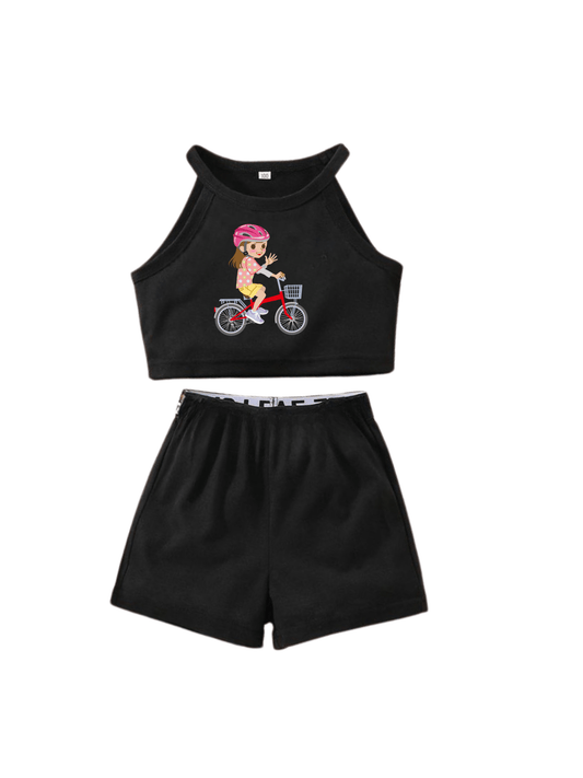 Kids 2pcs Cycle Printed Red Set