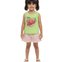 Kids 2pcs Fruit Printed Green Set
