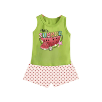 Kids 2pcs Fruit Printed Green Set