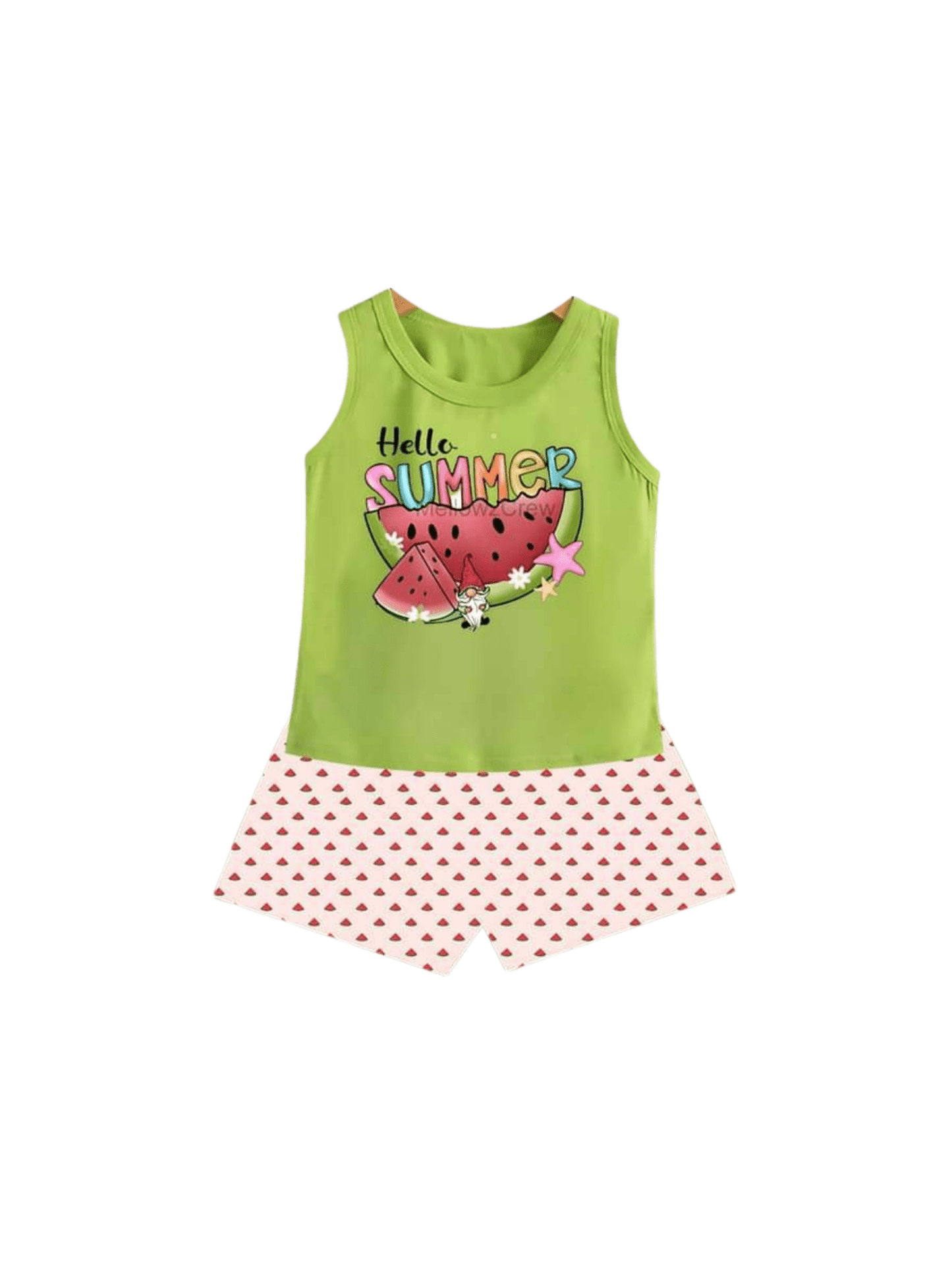 Kids 2pcs Fruit Printed Green Set