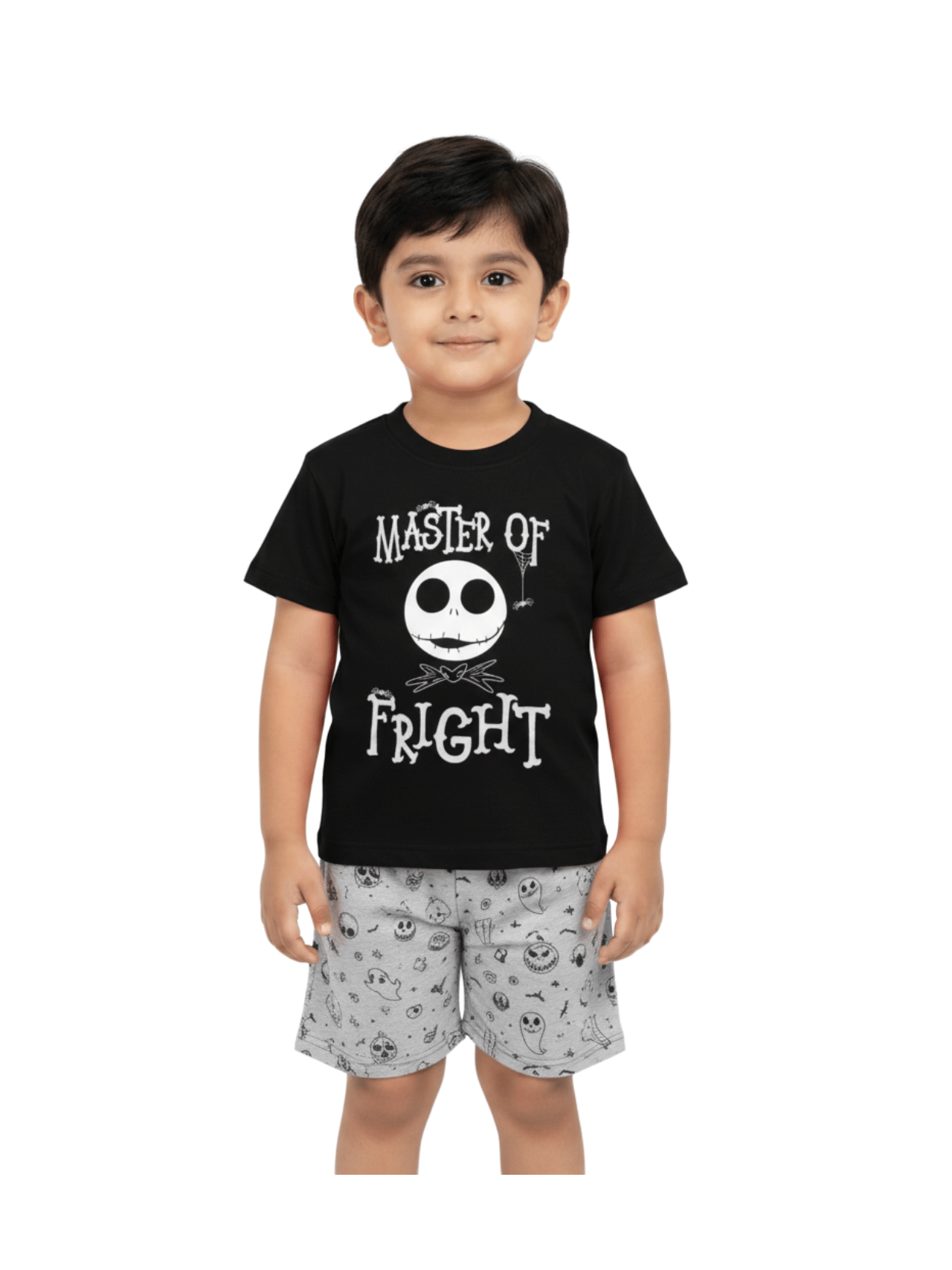 Kids 2pcs Master Of Fright Printed T-shirt & Shorts Set