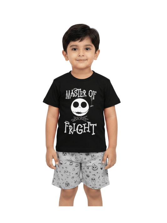 Kids 2pcs Master Of Fright Printed T-shirt & Shorts Set