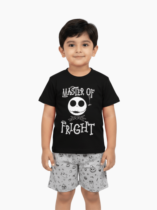 Kids 2pcs Master Of Fright Printed T-shirt & Shorts Set