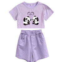 Kids 2pcs Panda Love Stylish T-shirt Set