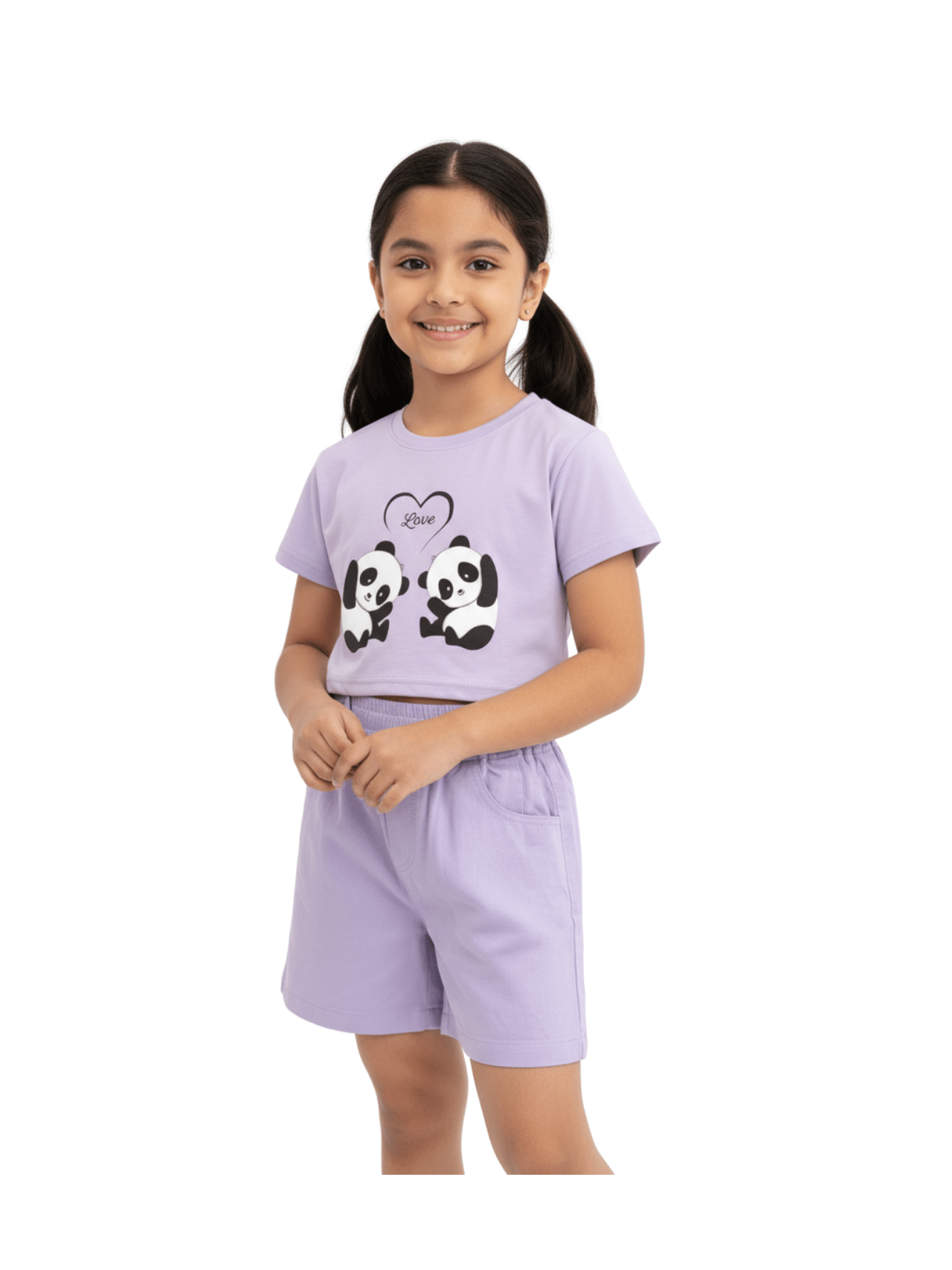 Kids 2pcs Panda Love Stylish T-shirt Set