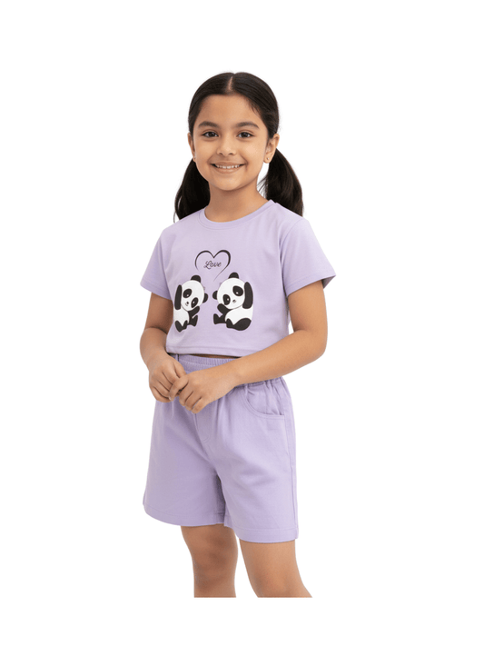 Kids 2pcs Panda Love Stylish T-shirt Set