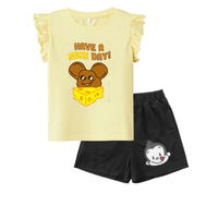 Kids 2pcs Pizza Monkey Printed Green Set