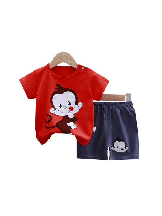 Kids 2pcs Printed Red Set
