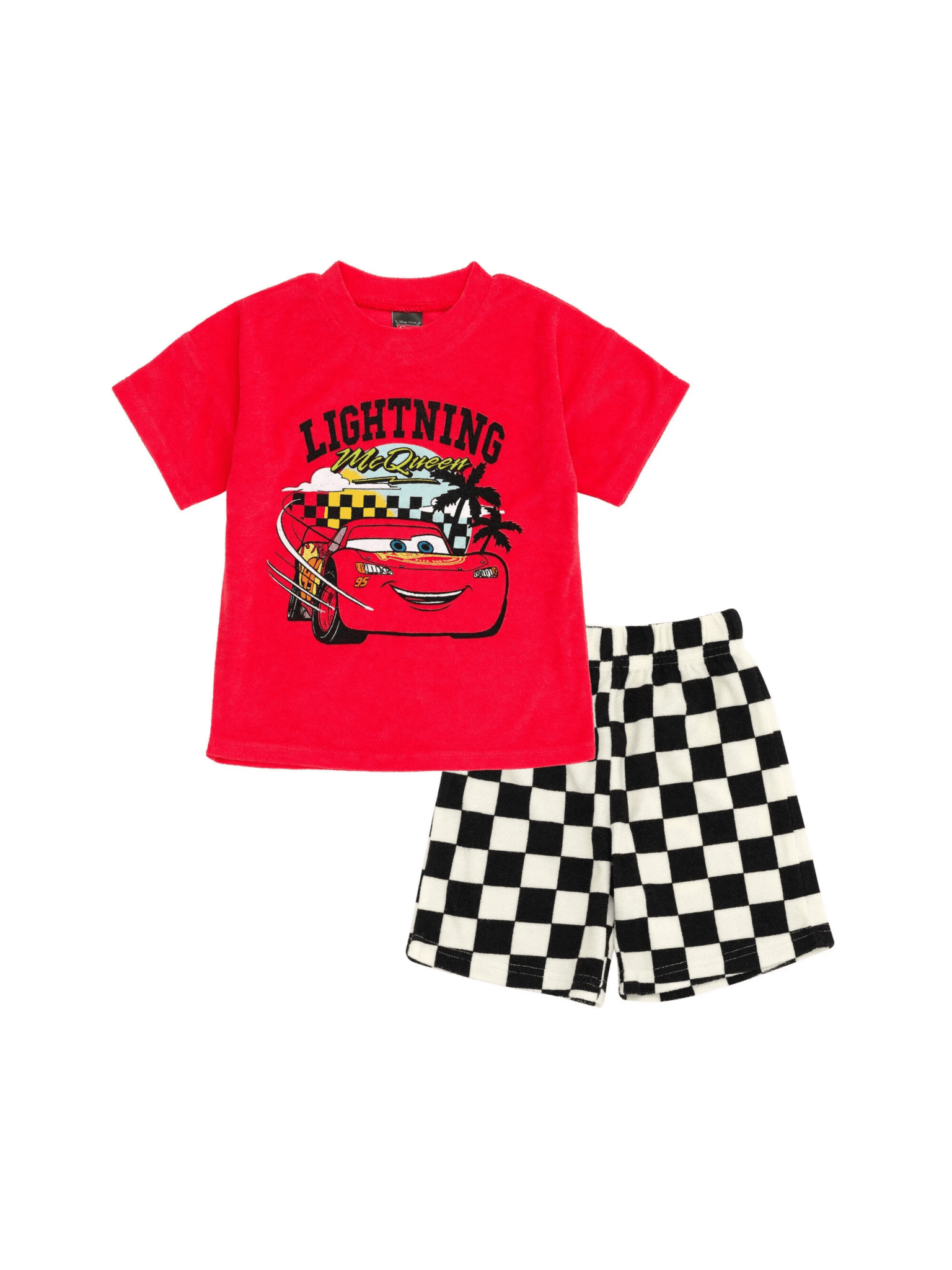 Kids 2pcs Red Car Printed T-shirt & Shorts Set