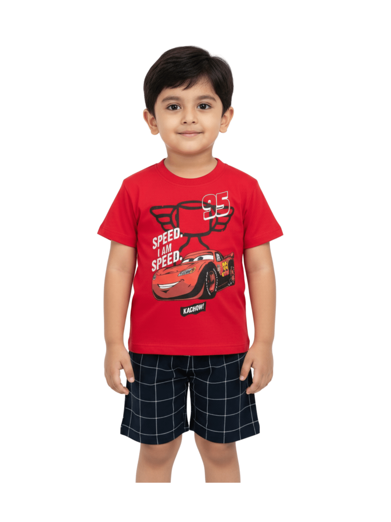 Kids 2pcs Red Car T-shirt & Shorts Set