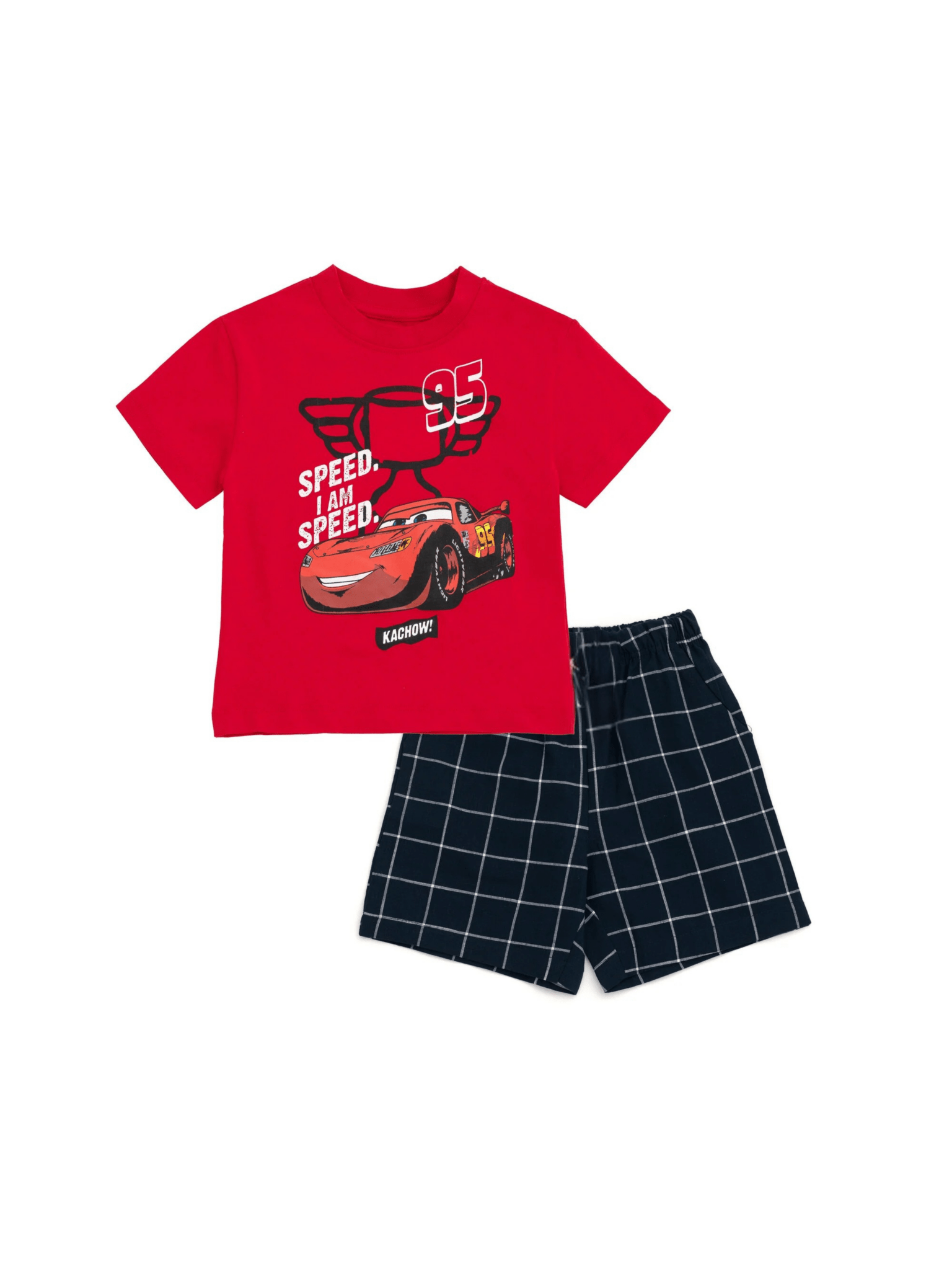 Kids 2pcs Red Car T-shirt & Shorts Set