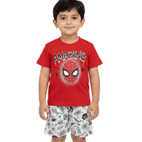 Kids 2pcs Red Spiderman Printed T-shirt & Shorts Set