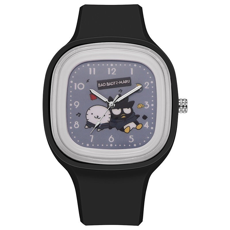 Kids Bad Badtz-Maru Square Silicone Watch - Black