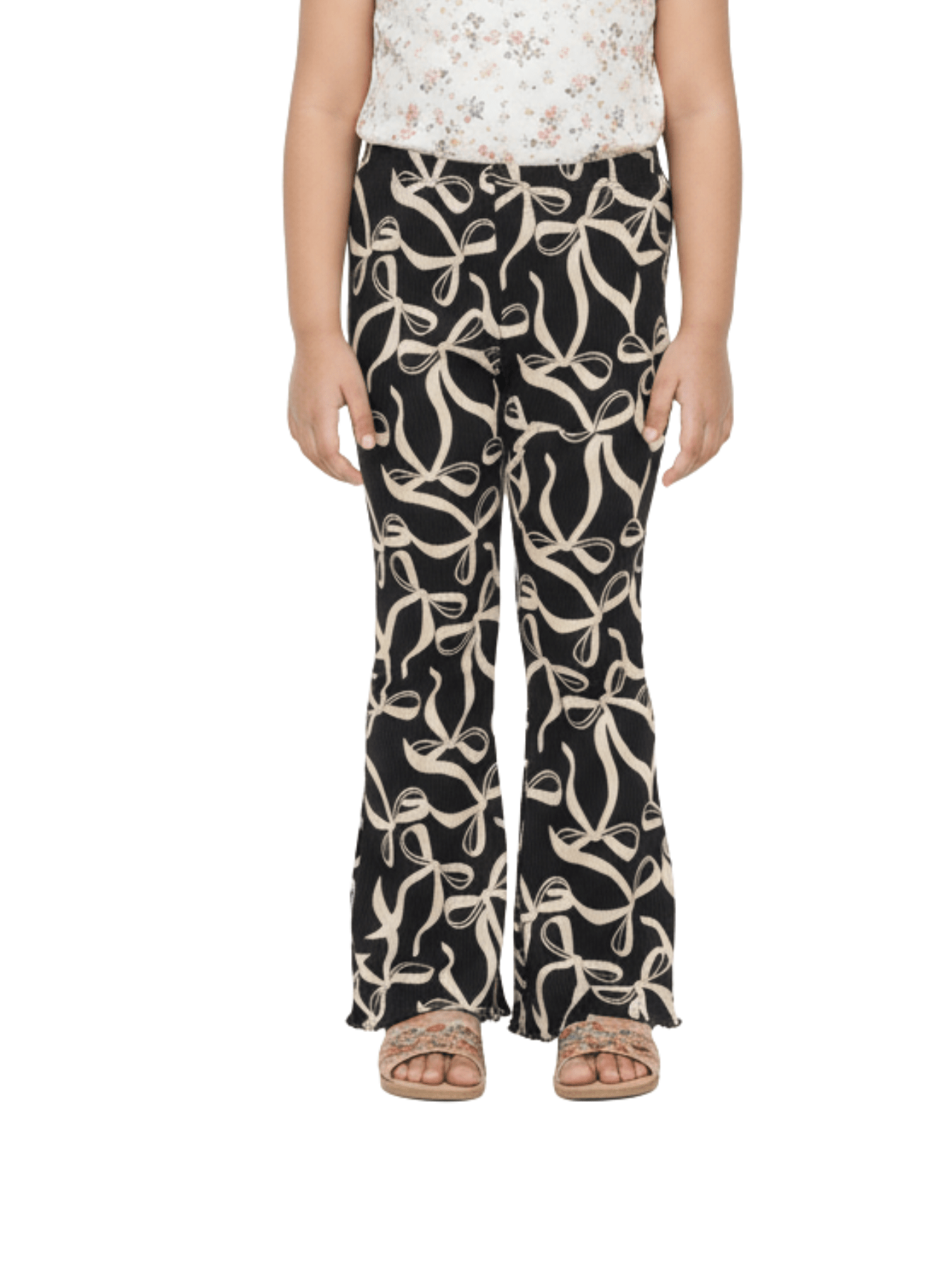 Kids Black Printed Flared Pants (3yrs - 12yrs)